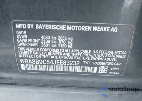 2018 BMW 330I from USA, damaged, VIN WBA8B9C54JEE83232